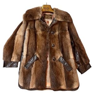 Vintage Mink Fur Coat with Leather Accents. Small. Gorgeous!